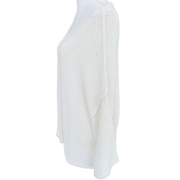 Aerie white cotton blend loose knit drop shoulder sweater size M. - Picture 4 of 6